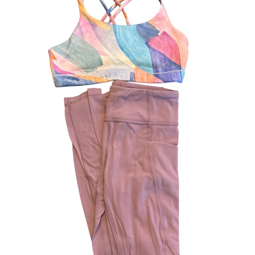 Athleta Girl Bundle L/12 high rise leggings and sports bra